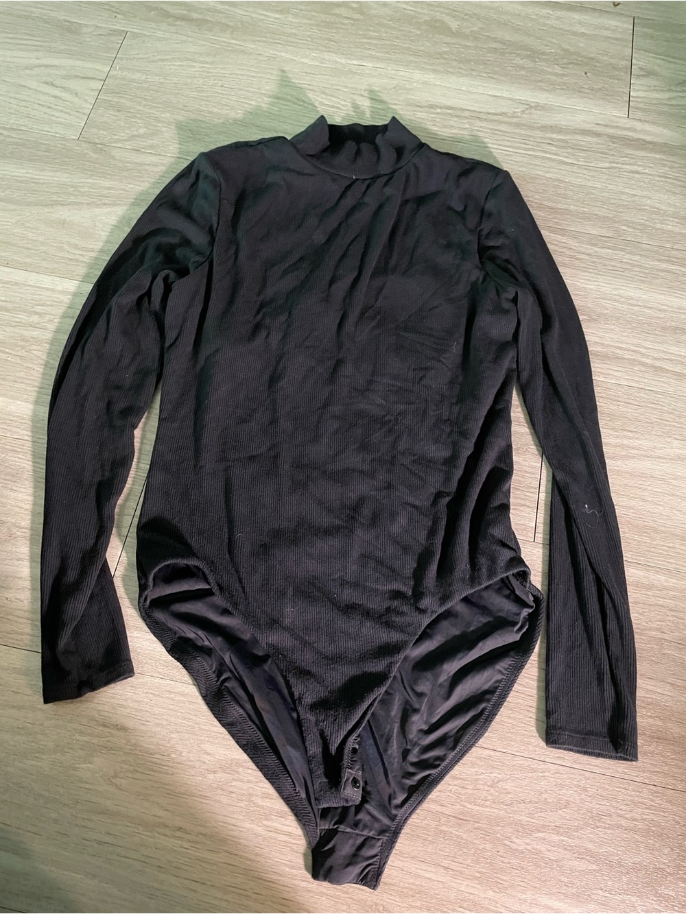 Soma Black Long-Sleeve Mock Neck Bodysuit